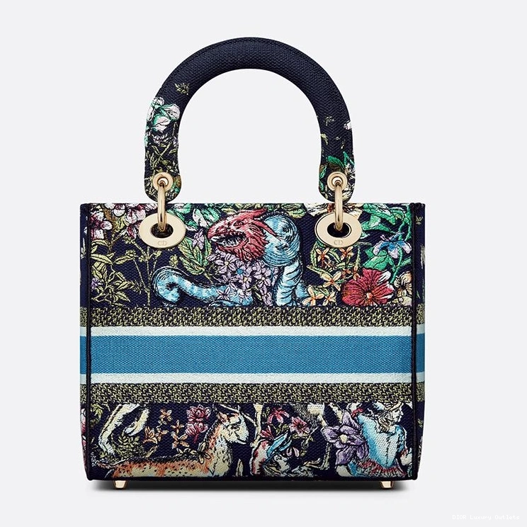 Cheap Medium Lady Bag Canvas Blue D-Constellation Motif D-lite 0723 Luxury